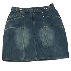 vintage denim skirt with belt hardware